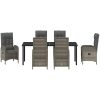 7-delat trädgårdsdining set Grå Poly Rattan vidaXL Standard – miniatyr 6