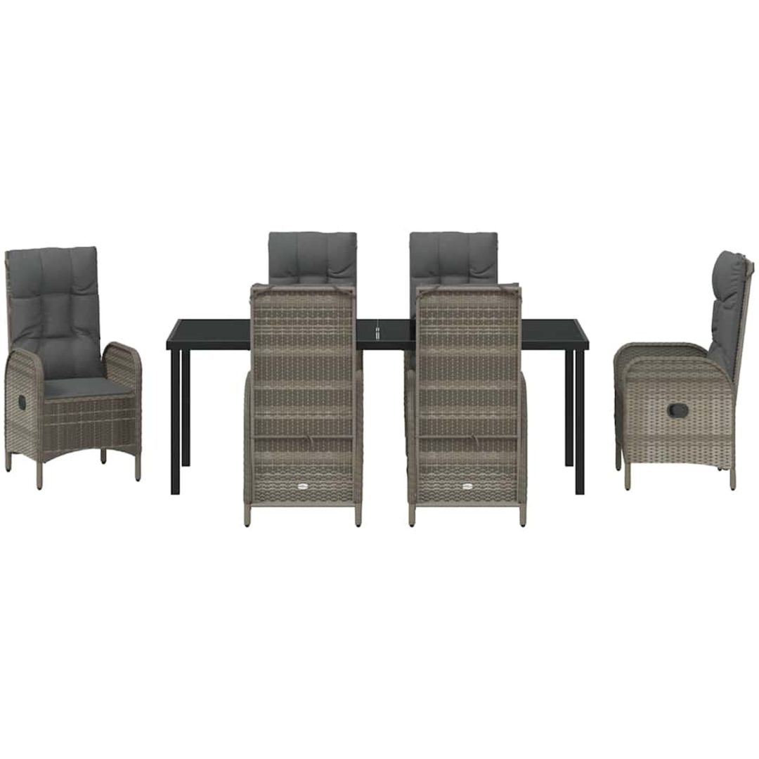 7-delat trädgårdsdining set Grå Poly Rattan vidaXL Standard – bild 6