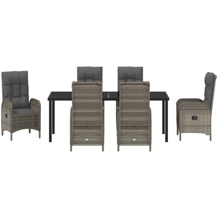 7-delat trädgårdsdining set Grå Poly Rattan vidaXL Standard – bild 6