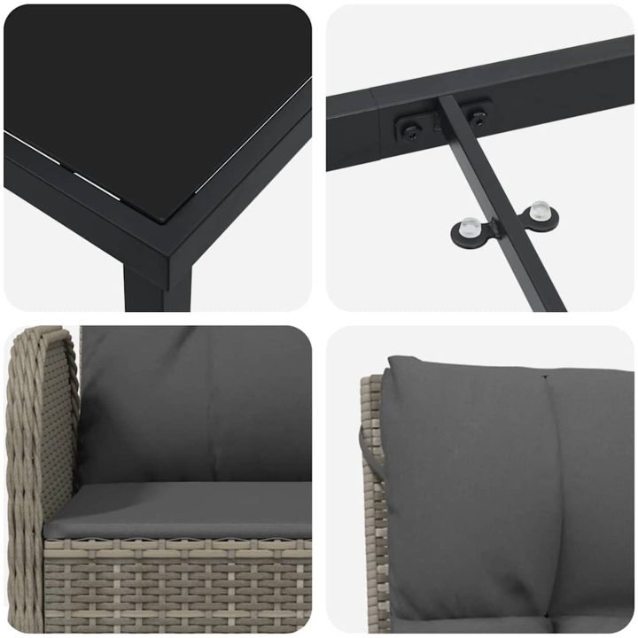 7-delat trädgårdsdining set Grå Poly Rattan vidaXL Standard – bild 7