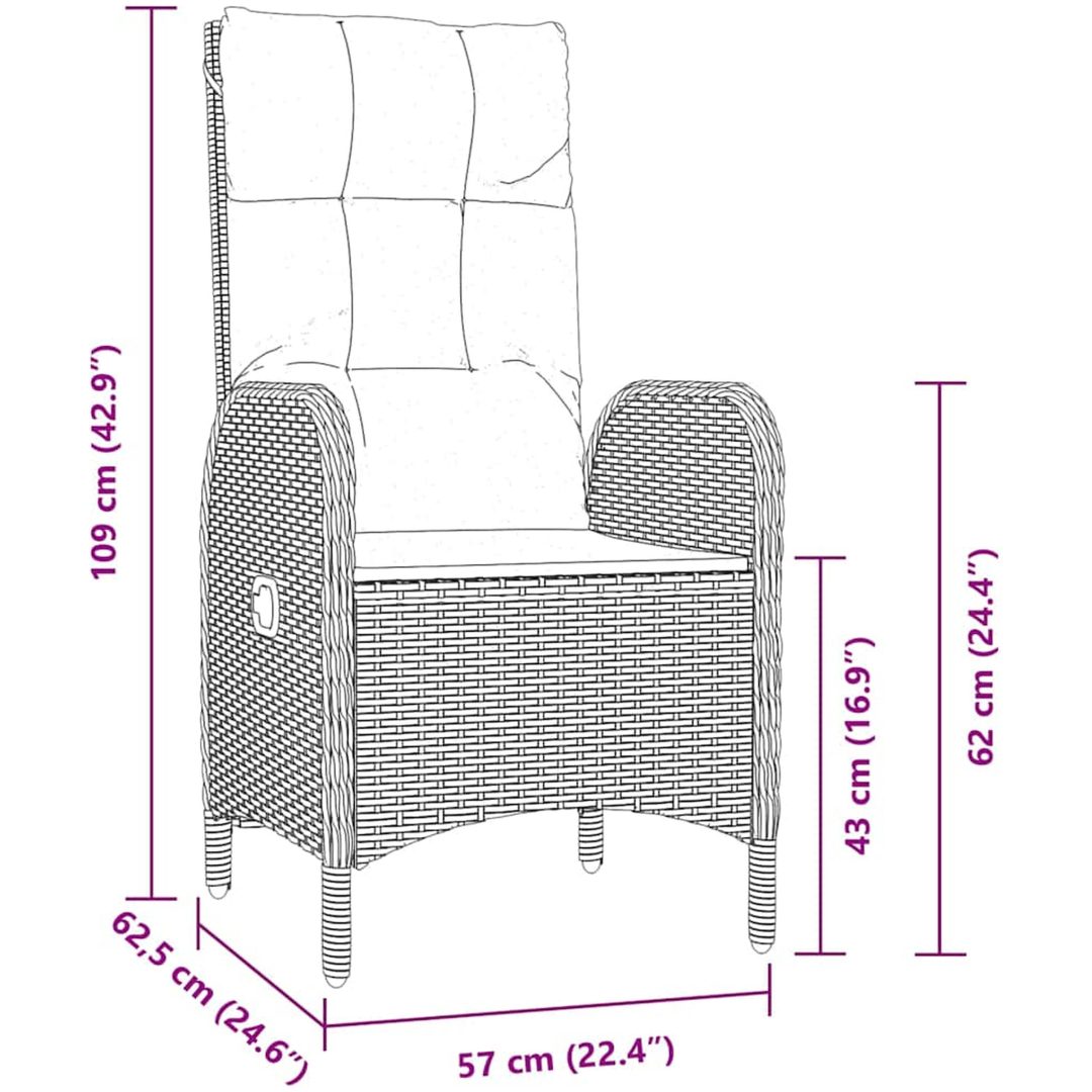 7-delat trädgårdsdining set Grå Poly Rattan vidaXL Standard – bild 8