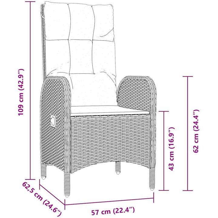 7-delat trädgårdsdining set Grå Poly Rattan vidaXL Standard – bild 8