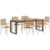 7-delat trädgårdsdining-set i beige polyrotting akacia vidaXL Large – miniatyr 3