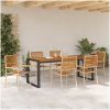 7-delat trädgårdsdining-set i beige polyrotting akacia vidaXL Large – miniatyr 4