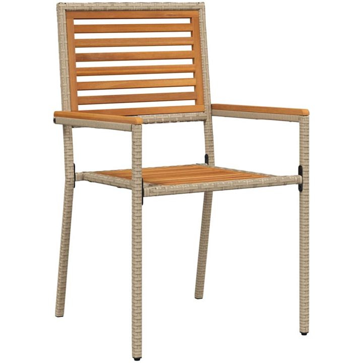 7-delat trädgårdsdining-set i beige polyrotting akacia vidaXL Large – bild 5