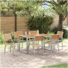 7-delat trädgårdsdining set i solid akacia och metall vidaXL 140 x 80 x 75 cm – miniatyr 1
