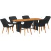 7-delat trädgårdsdining-set i svart konstrotting vidaXL Standard – miniatyr 2