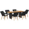 7-delat trädgårdsdining-set i svart konstrotting vidaXL Standard – miniatyr 3