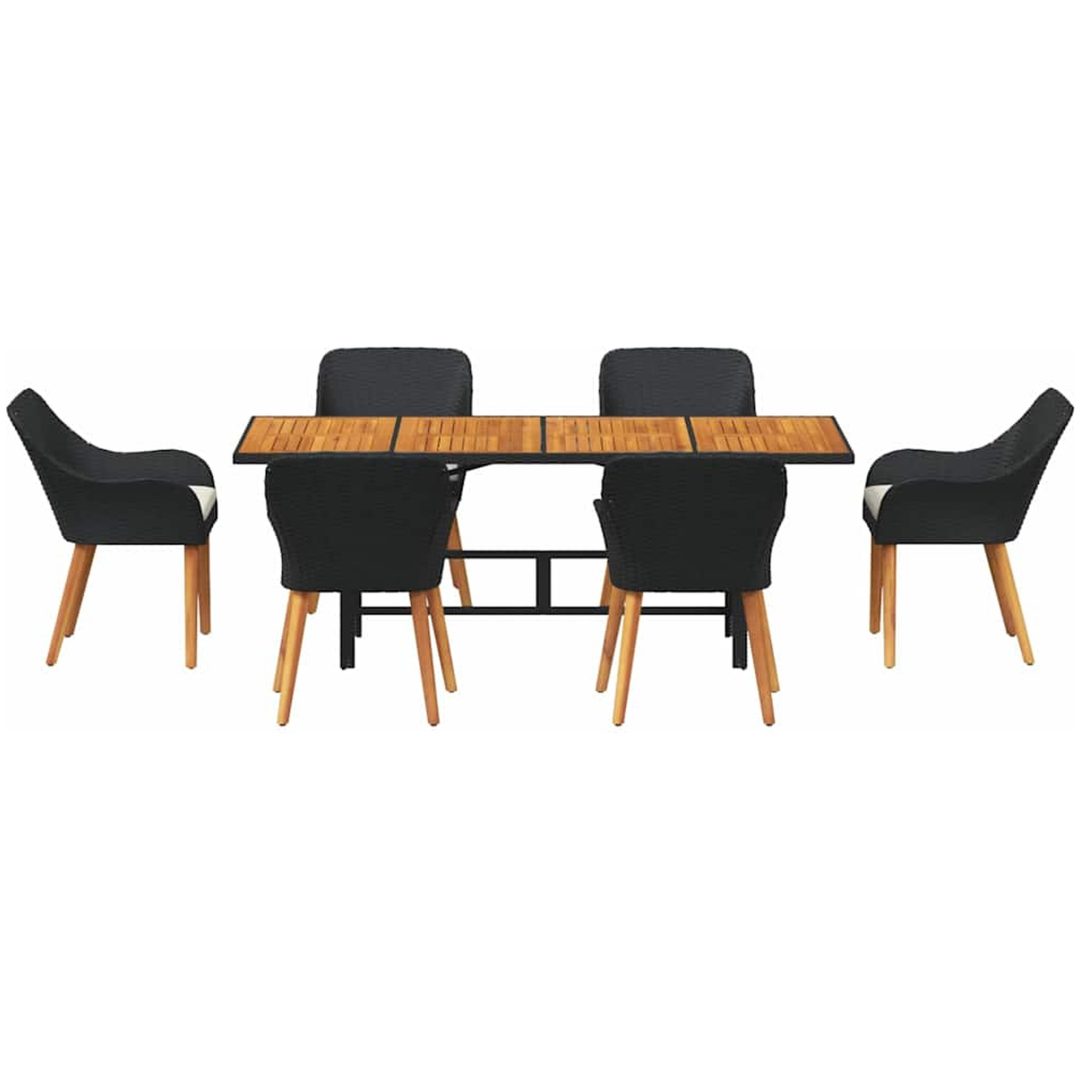 7-delat trädgårdsdining-set i svart konstrotting vidaXL Standard – bild 7