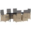 7-delat trädgårdsdining set med kuddar - beige poly rattan vidaXL 200 x 80 x 73 cm – miniatyr 2