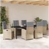 7-delat trädgårdsdining set med kuddar - beige poly rattan vidaXL 200 x 80 x 73 cm – miniatyr 4