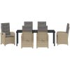 7-delat trädgårdsdining set med kuddar - beige poly rattan vidaXL 200 x 80 x 73 cm – miniatyr 7