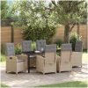 7-delat trädgårdsdining set med kuddar - beige poly rattan vidaXL 200 x 80 x 73 cm – miniatyr 1
