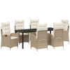 7-delat trädgårdsdining set med kuddar Beige Poly Rattan vidaXL 200 x 80 x 73 cm – miniatyr 2