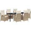 7-delat trädgårdsdining set med kuddar Beige Poly Rattan vidaXL 200 x 80 x 73 cm – miniatyr 3