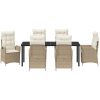 7-delat trädgårdsdining set med kuddar Beige Poly Rattan vidaXL 200 x 80 x 73 cm – miniatyr 6