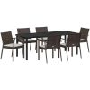 7-delat trädgårdsdining-set med kuddar brun poly-rattan vidaXL 56.5x57x83 cm – miniatyr 2
