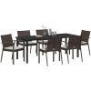 7-delat trädgårdsdining-set med kuddar brun poly-rattan vidaXL 56.5x57x83 cm – miniatyr 3