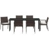 7-delat trädgårdsdining-set med kuddar brun poly-rattan vidaXL 56.5x57x83 cm – miniatyr 6