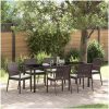 7-delat trädgårdsdining-set med kuddar brun poly-rattan vidaXL 56.5x57x83 cm – miniatyr 1