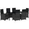 7-delat Trädgårdsdining Set med Kuddar - Svart Poly Rattan vidaXL 200 x 80 x 73 cm – miniatyr 2