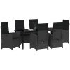 7-delat Trädgårdsdining Set med Kuddar - Svart Poly Rattan vidaXL 200 x 80 x 73 cm – miniatyr 3