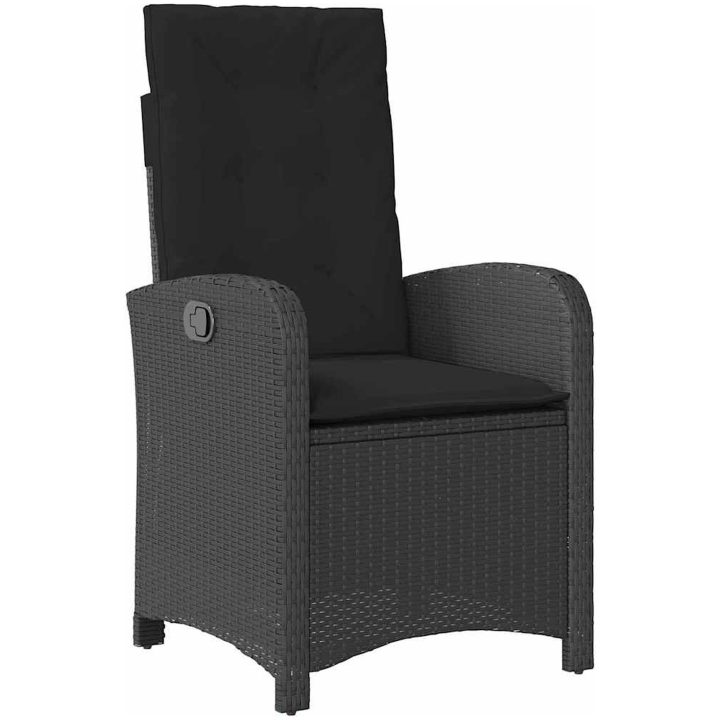 7-delat Trädgårdsdining Set med Kuddar - Svart Poly Rattan vidaXL 200 x 80 x 73 cm – bild 6