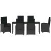 7-delat Trädgårdsdining Set med Kuddar - Svart Poly Rattan vidaXL 200 x 80 x 73 cm – miniatyr 7