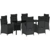 7-delat Trädgårdsdining Set, svart poly-rattan vidaXL 200 x 80 x 73 cm – miniatyr 2