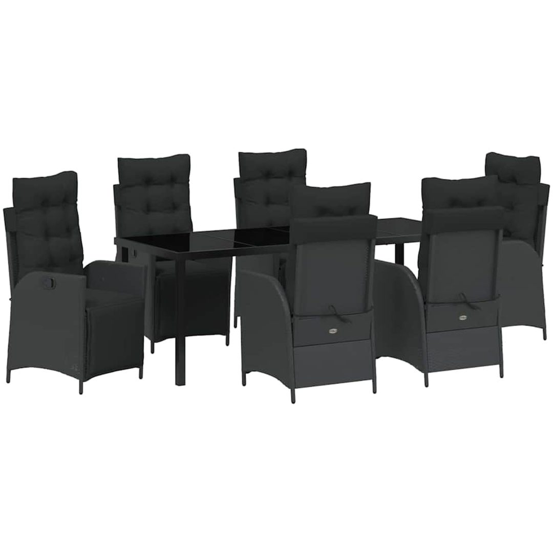 7-delat Trädgårdsdining Set, svart poly-rattan vidaXL 200 x 80 x 73 cm – bild 2