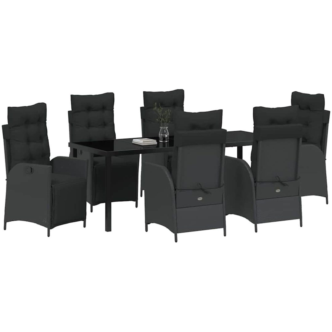 7-delat Trädgårdsdining Set, svart poly-rattan vidaXL 200 x 80 x 73 cm – bild 3