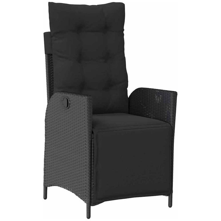 7-delat Trädgårdsdining Set, svart poly-rattan vidaXL 200 x 80 x 73 cm – bild 5