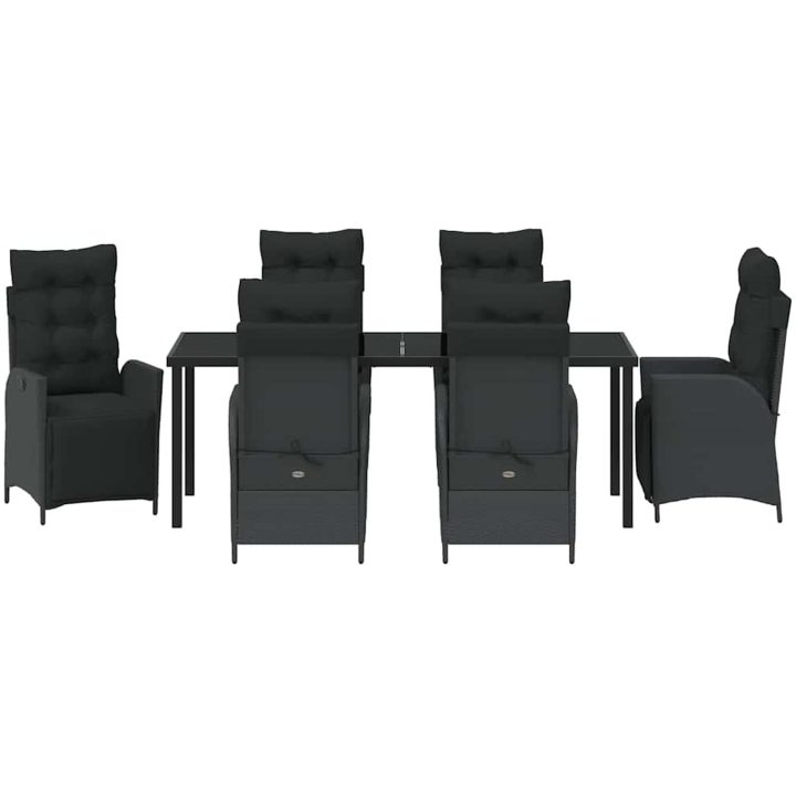 7-delat Trädgårdsdining Set, svart poly-rattan vidaXL 200 x 80 x 73 cm – bild 6
