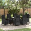 7-delat Trädgårdsdining Set, svart poly-rattan vidaXL 200 x 80 x 73 cm – miniatyr 1