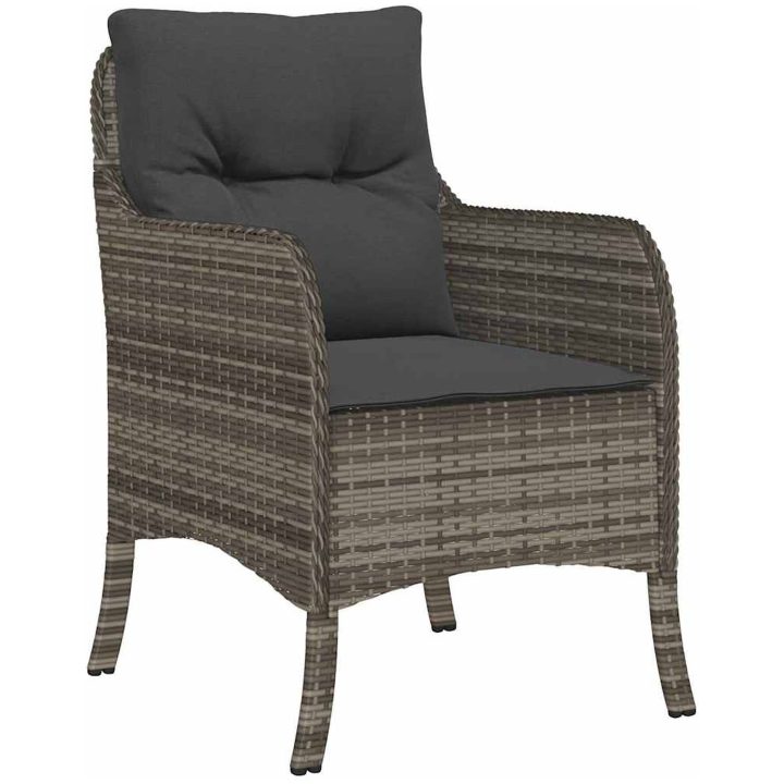 7-delat Trädgårdsdiningset med Kuddar Grå Poly Rattan vidaXL 200 x 80 x 73 cm – bild 5
