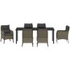 7-delat Trädgårdsdiningset med Kuddar Grå Poly Rattan vidaXL 200 x 80 x 73 cm – miniatyr 6