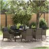 7-delat Trädgårdsdiningset med Kuddar Grå Poly Rattan vidaXL 200 x 80 x 73 cm – miniatyr 1