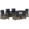 7-delat trädgårdsdinnerset i Grå Poly Rattan vidaXL 200 x 80 x 73 cm – miniatyr 2