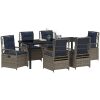 7-delat trädgårdsdinnerset i Grå Poly Rattan vidaXL 200 x 80 x 73 cm – miniatyr 3