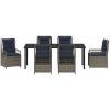 7-delat trädgårdsdinnerset i Grå Poly Rattan vidaXL 200 x 80 x 73 cm – miniatyr 6