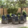 7-delat trädgårdsdinnerset i Grå Poly Rattan vidaXL 200 x 80 x 73 cm – miniatyr 1