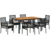 7-delat Trädgårdsinredningsset med Kuddar Svart Poly Rattan vidaXL 150 x 90 x 75 cm – miniatyr 2