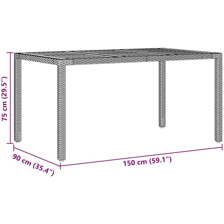 7-delat Trädgårdsinredningsset med Kuddar Svart Poly Rattan vidaXL 150 x 90 x 75 cm – bild 11