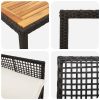 7-delat Trädgårdsinredningsset med Kuddar Svart Poly Rattan vidaXL 150 x 90 x 75 cm – miniatyr 9