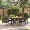 7-delat Trädgårdsinredningsset med Kuddar Svart Poly Rattan vidaXL 150 x 90 x 75 cm – miniatyr 1