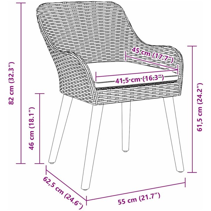 7-delat Trädgårdslunchset Beige Poly Rottning vidaXL 200 x 100 cm, 6 - Sits – bild 12