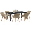 7-delat Trädgårdslunchset Beige Poly Rottning vidaXL 200 x 100 cm, 6 - Sits – miniatyr 3