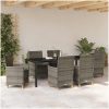 7-delat trädgårdsmatbord med kuddar, grå, poly-rattan. vidaXL 200 x 80 x 73 cm – miniatyr 4