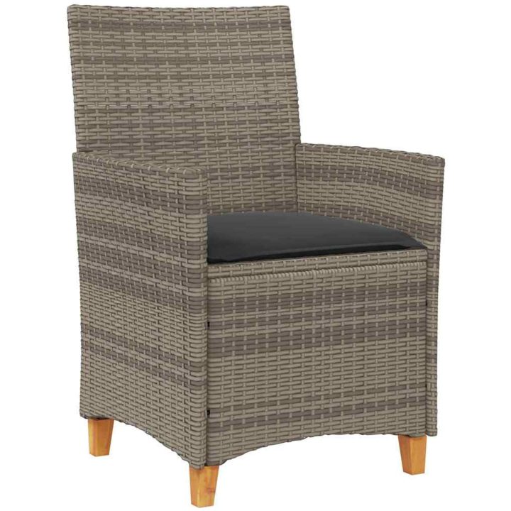 7-delat trädgårdsmatbord med kuddar, grå, poly-rattan. vidaXL 200 x 80 x 73 cm – bild 6