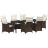 7-delat Trädgårdsmatbord Med Kuddar i Brunt Poly Rattan vidaXL 200 x 80 x 73 cm – miniatyr 3